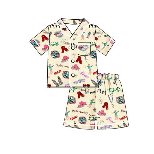 Baby Girls Short Sleeve Ivory Singer Shirt Shorts Pajamas Clothes Sets preorder(moq 5)