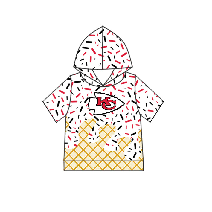 Preorder (moq 5)Baby Boys Drip Sprinkles KC Chiefs Team Short Sleeves Hoodies Top