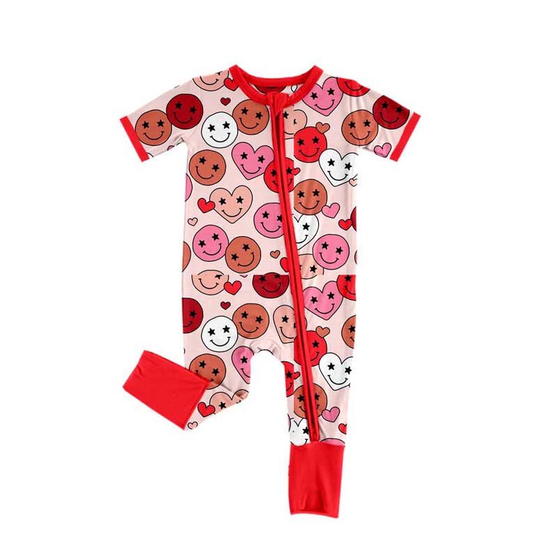 Baby Infant Girls Valentiens Smile Zip Rompers preorder(moq 5)