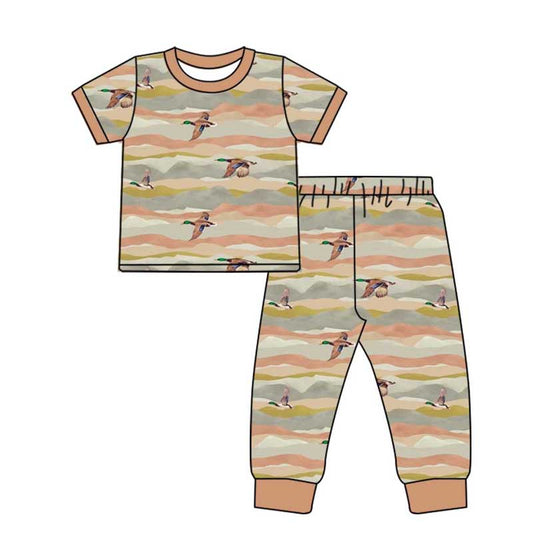 Baby Kids Hunting Top Mallard Ducks Pants Pajama Boys Clothing Sets preorder(MOQ 5)