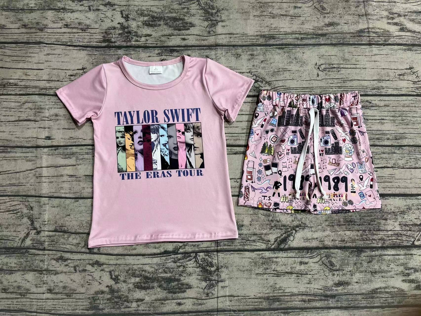 Baby Girls Pink Tour Singer Short Sleeve Top Shorts Clothes Sets