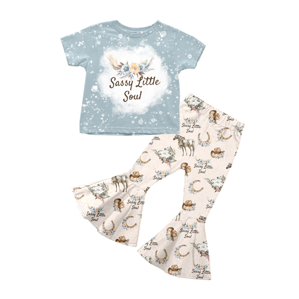 Baby Girls Sassy Little Soul Short Sleeve Top Bell Pants Clothes Sets order preorder (moq 5)