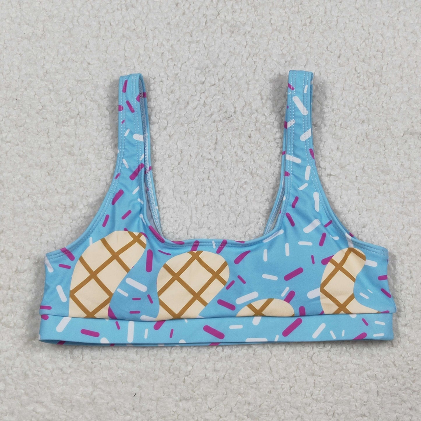 Adult Women Blue Drip Sprinkles Team Bra Swimming Tops