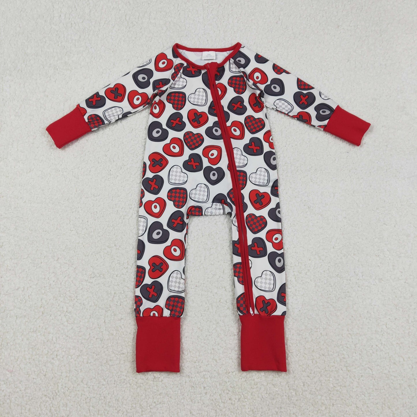 Baby Girls Hearts XOXO Valentines Two Way Zip Convertible Rompers