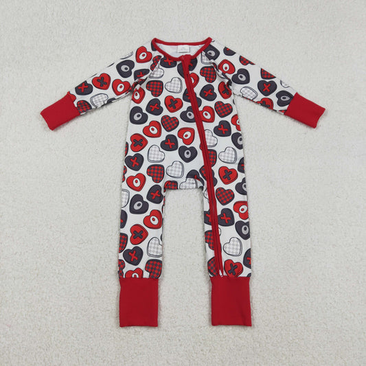 Baby Girls Hearts XOXO Valentines Two Way Zip Convertible Rompers