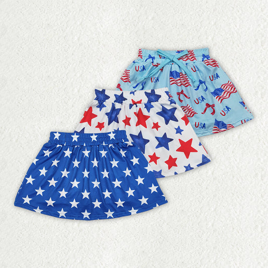 Sibling 3 Colors Baby Girls 4th Of July Summer Skorts Skirts