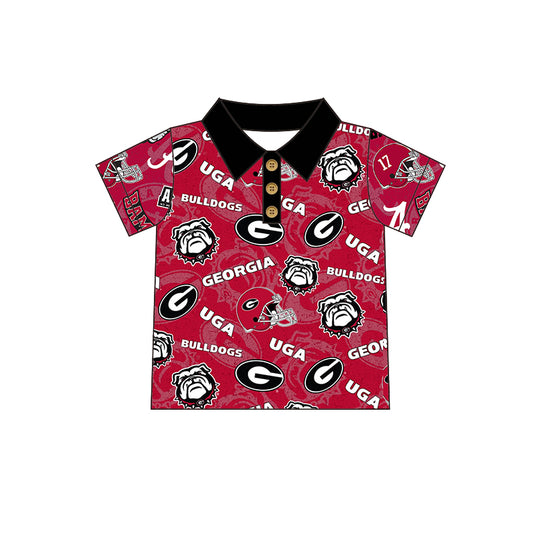 Baby Boys Bulldogs Team Buttons Short Sleeve Tee Shirts Tops Preorder(moq 5)