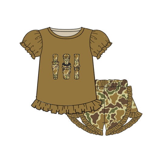 Baby Girls Southern Duck Call Top Camo Shorts Clothes Sets preorder(MOQ 5)