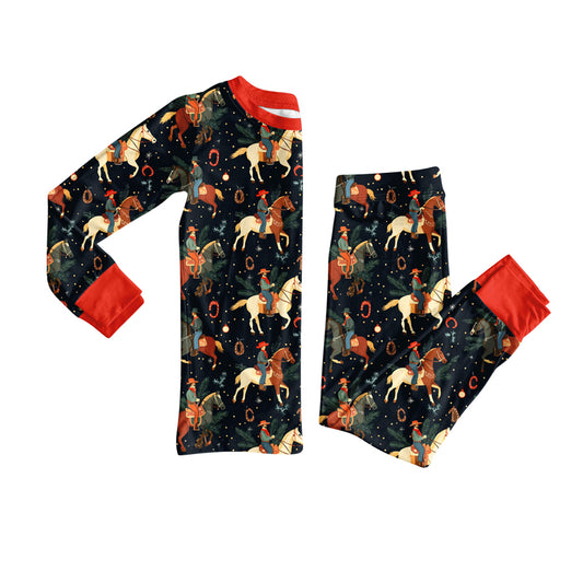Preorder (moq 20)Baby Boys Bamboo Horse Rodeos Western Pajamas Sets