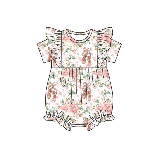 Preorder(moq 5)Baby Infant Girls Ballet Shoes Flowers Bows Rompers