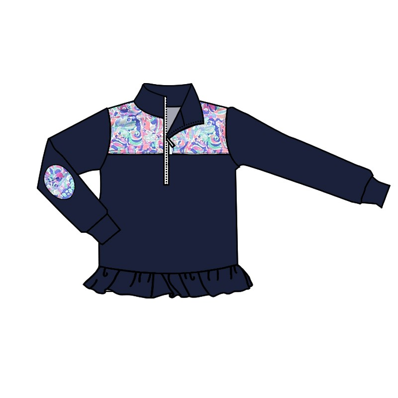 Baby Girls Navy Ruffle Top Pullovers split order preorder Nov 27th