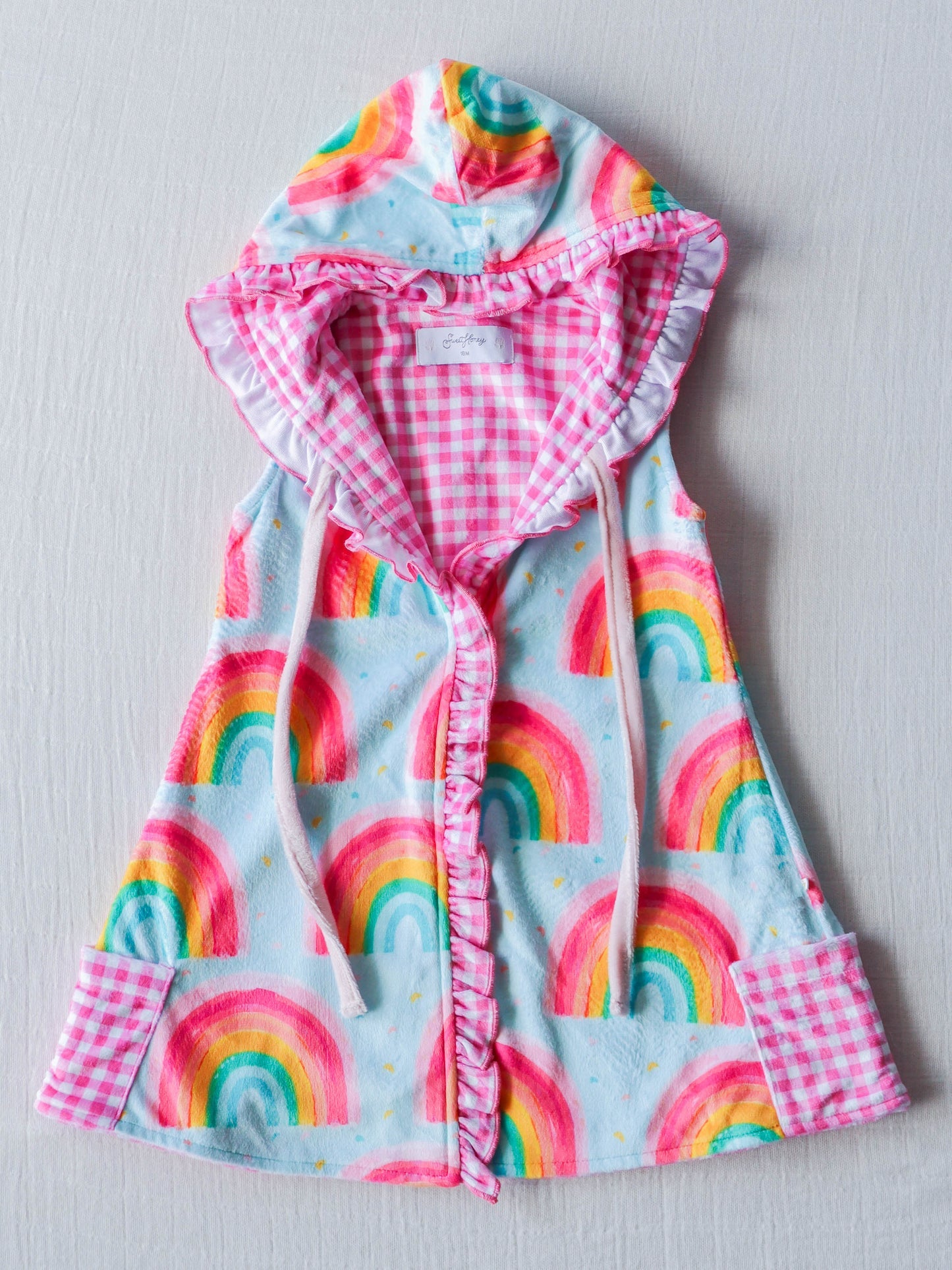 Baby Girls milk silk one layer Rainbow Hooded Swim Cover up Preorder (moq 5)