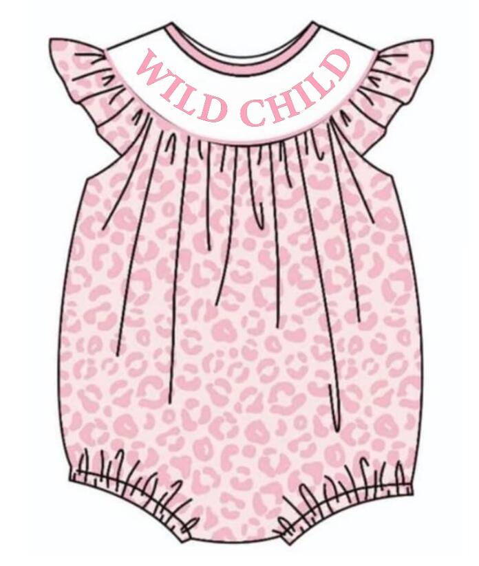 Baby Infant Girls Wild Child Pink Leopard Rompers preorder(moq 5)