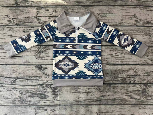 Baby Boys Green Aztec Long Sleeve Pullover Tops