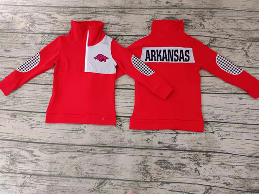 Baby Boys Arkansas Team Long Sleeve Zip Pullovers Tops split order preorder May 30th