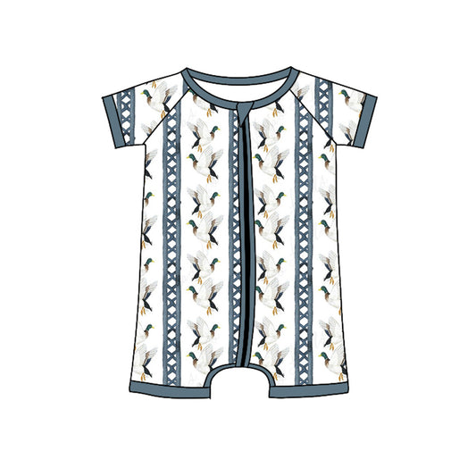 Baby Infant Boys Ducks Zip Short Sleeve Rompers preorder(moq 5)