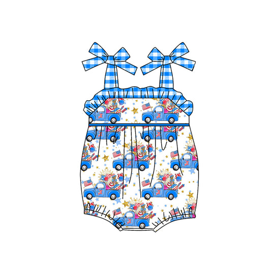 Baby Infant Girls Truck 4th Of July Rompers preorder(moq 5)