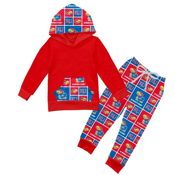 Baby Boys KU Team Hooded Top Pants Outfits Clothes Sets preorder(MOQ 5)