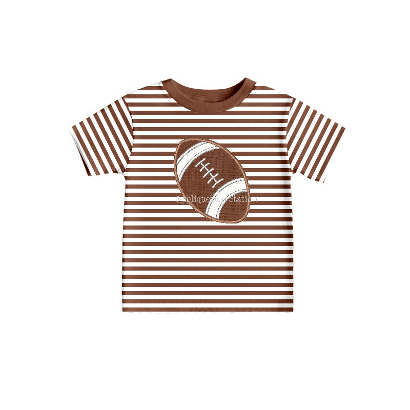 Baby Boys Brown Stripes Football Short Sleeve Tee Shirts Tops preorder(moq 5)