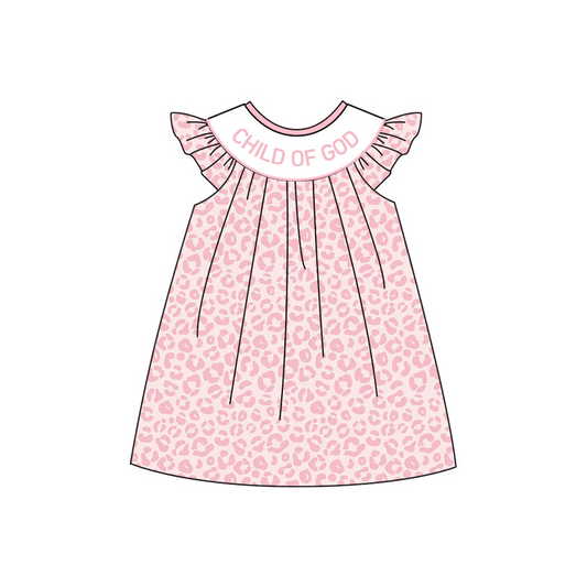 Baby Girls Pink Leopard Child of god knee length Dresses split order preorder May 28th