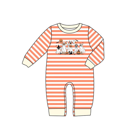 Baby Infant Boys Stripes Halloween Dogs Pumpkin Long Sleeve Rompers preorder(moq 5)