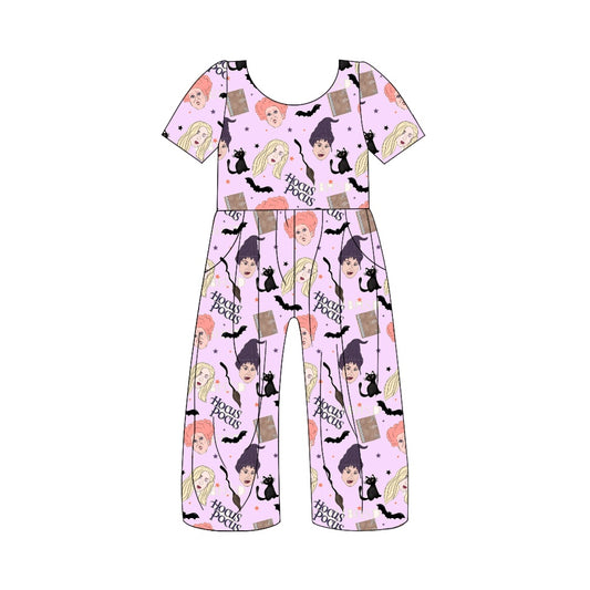 Baby Girls Halloween Witches Lavender Short Sleeve Jumpsuits Preorder(moq 5)