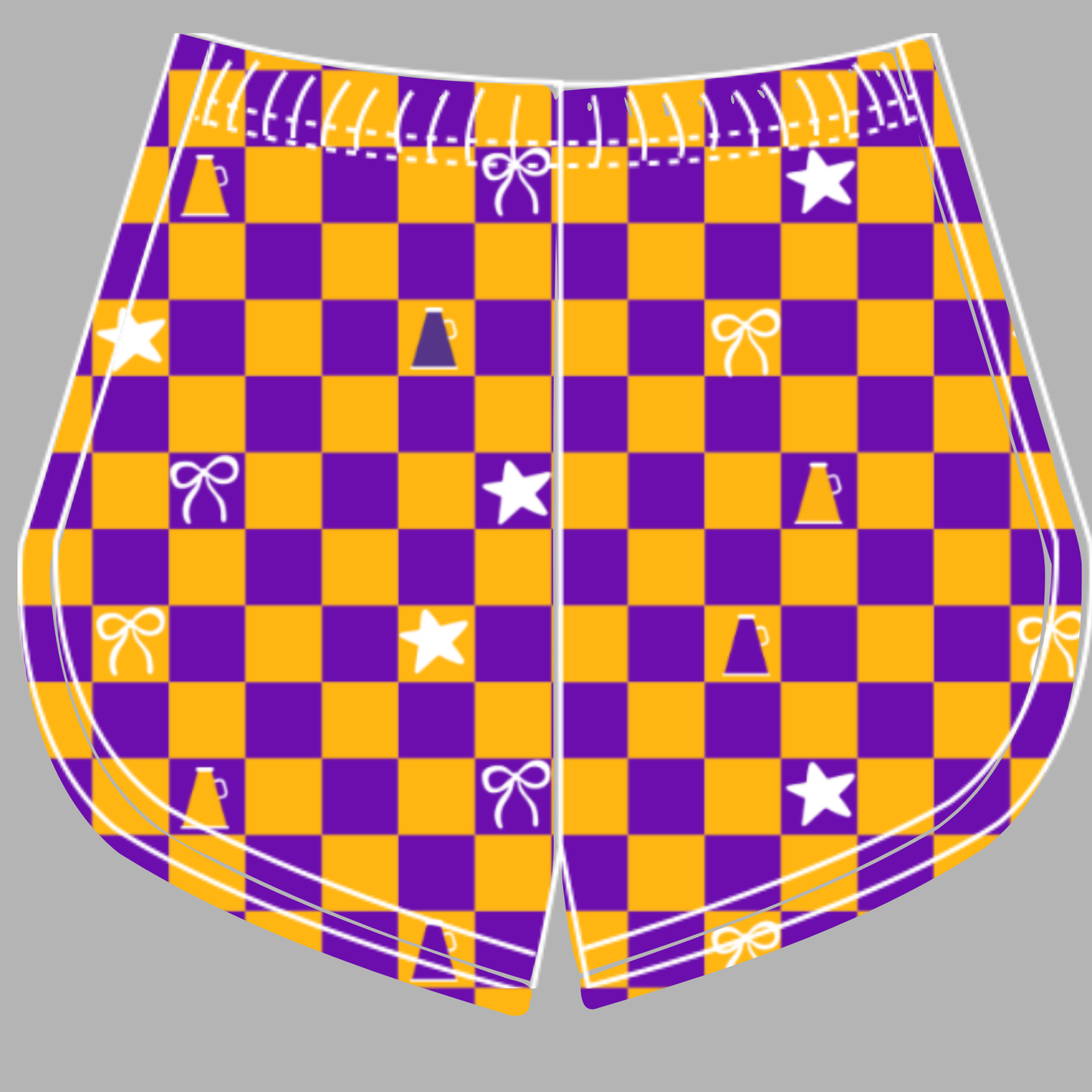 Preorder (moq 5)Baby Girls Orange Purple Checked Cheer Team Shorts Bottoms