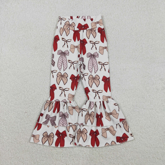 Baby Girls Red Bows Yoga Active Ruffle Bell Bottom Pants