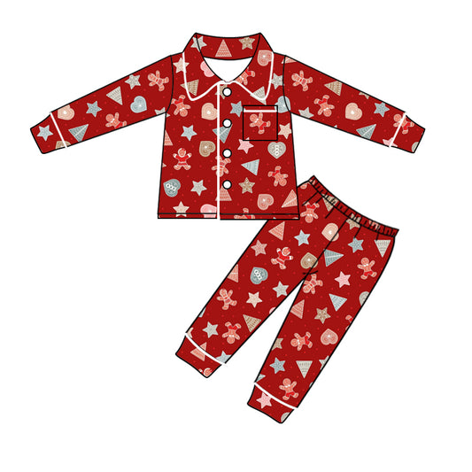 Baby Girls Christmas Tree Red Buttons Top Pants Pajamas Clothes Sets preorder(MOQ 5)