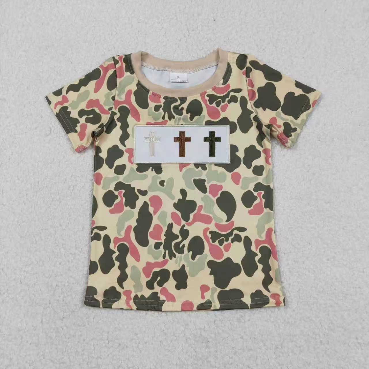 Sibling Baby Boys Embroidery Crosses Camo Easter T-shirts Shorts Rompers