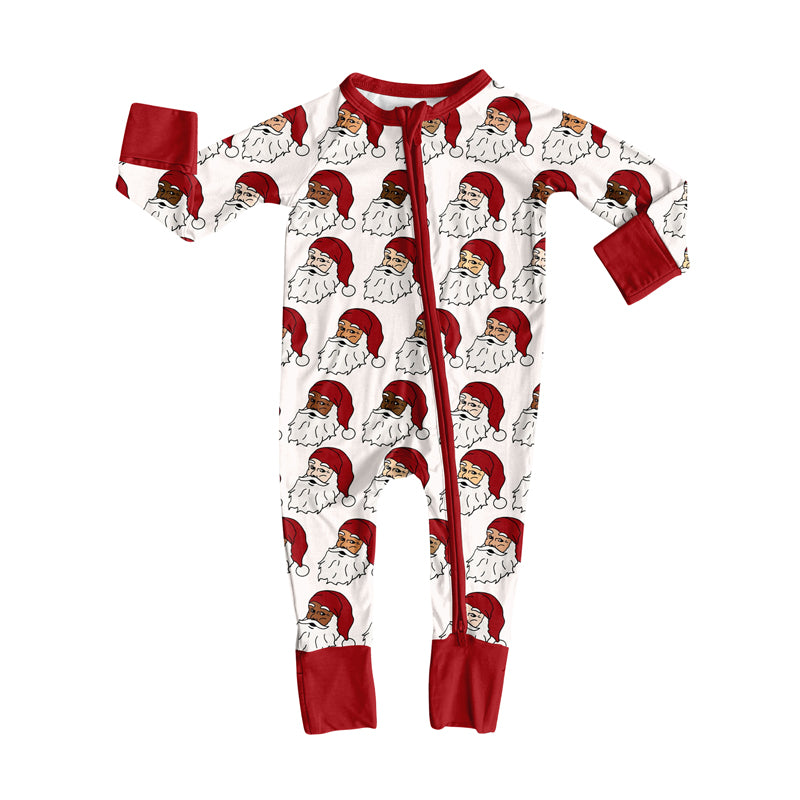 Preorder(moq 5)Baby Girls Red Santa Plaid Zipper Pant Rompers