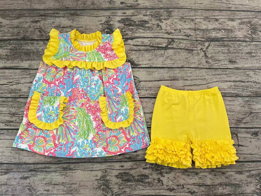 Baby Girls Colorful Floral Summer Shorts Clothes Sets