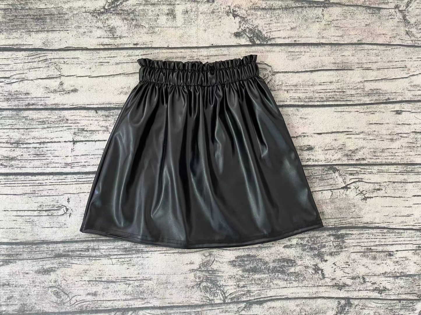 Baby Girls Black Leather Skirts