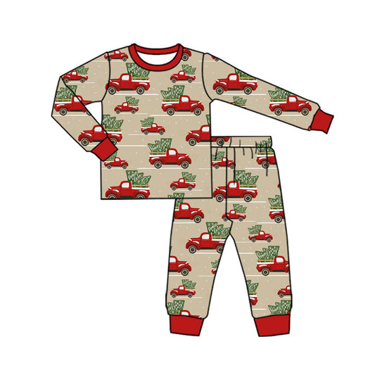 Preorder (moq 5)Baby Boys Cars Trees Top Pants Christmas Pajamas Sets