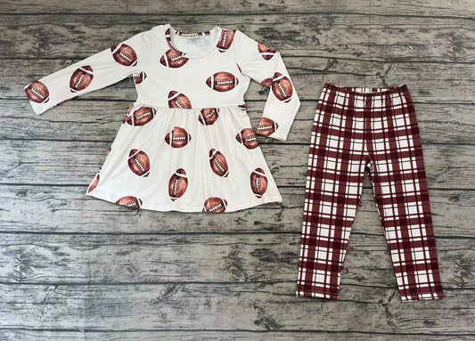 Baby Girls Football Tunic Check Legging Pants Sets