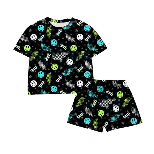 Preorder (moq 5)Baby Boys Short Sleeve Smile Lightnings Top Shorts Clothes Sets