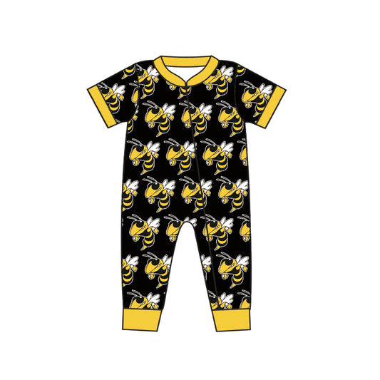 Baby Infant Boys Vincent yellow jackets Team Long Sleeve Zip Rompers preorder(moq 5)