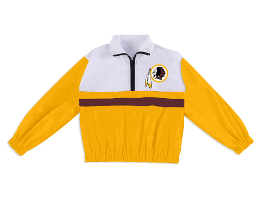 Preorder (moq 5)Baby Boys Long Sleeve Redskins Team Zip Pullovers Tops