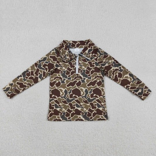 Baby Boys Southern Dark Khaki Camo Zipper Pullovers Top