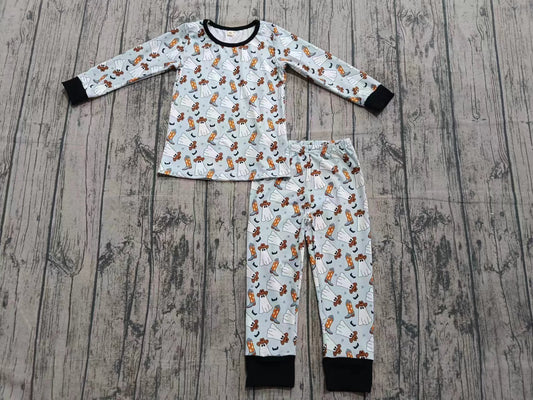 Baby Boys Halloween Ghost Boots Tee Top Pants Pajamas Outfits Preorder(moq 5)