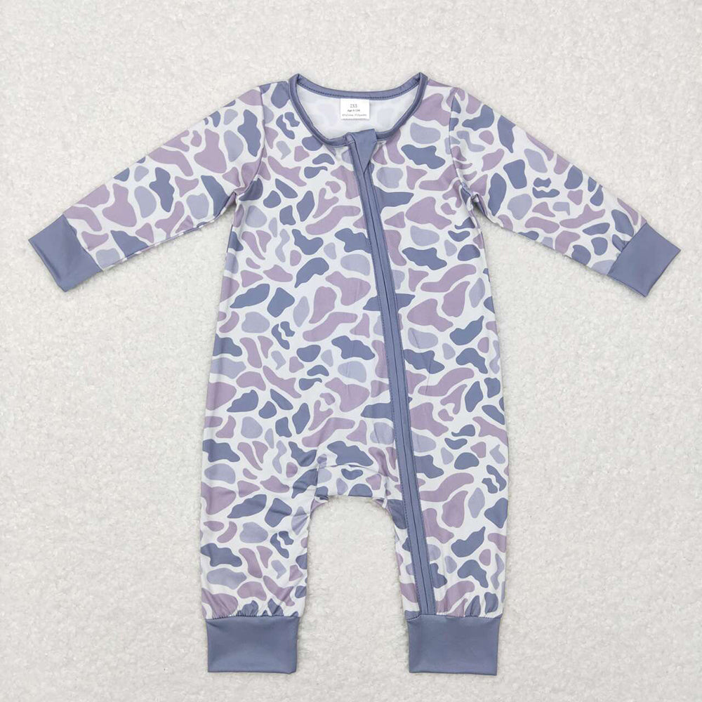 Baby Infant Boys Fall Camo Zip Sleepers Rompers