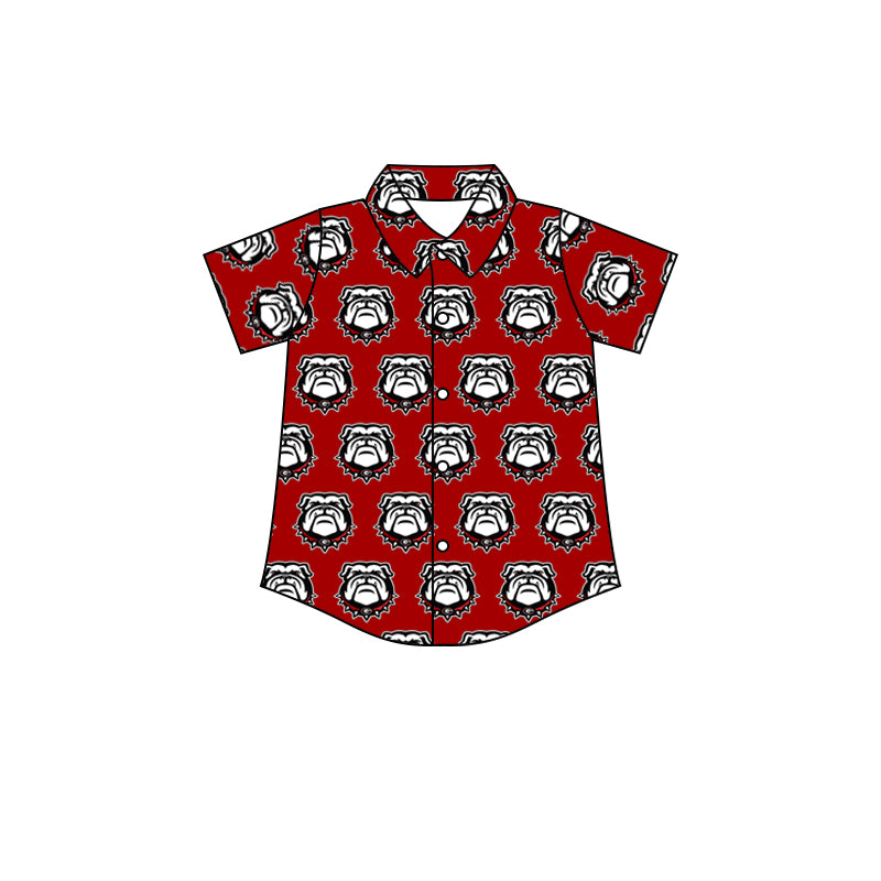 Baby Boys Bull dog Team Short Sleeve Buttons Tee Shirts Tops Preorder(moq 5)