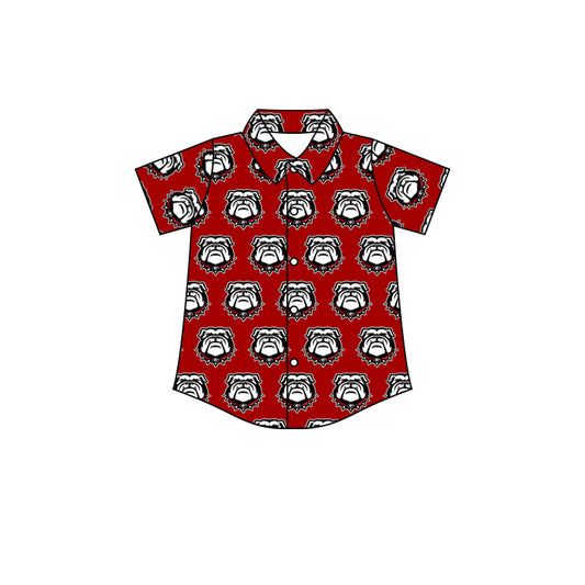 Baby Boys Bull dog Team Short Sleeve Buttons Tee Shirts Tops Preorder(moq 5)