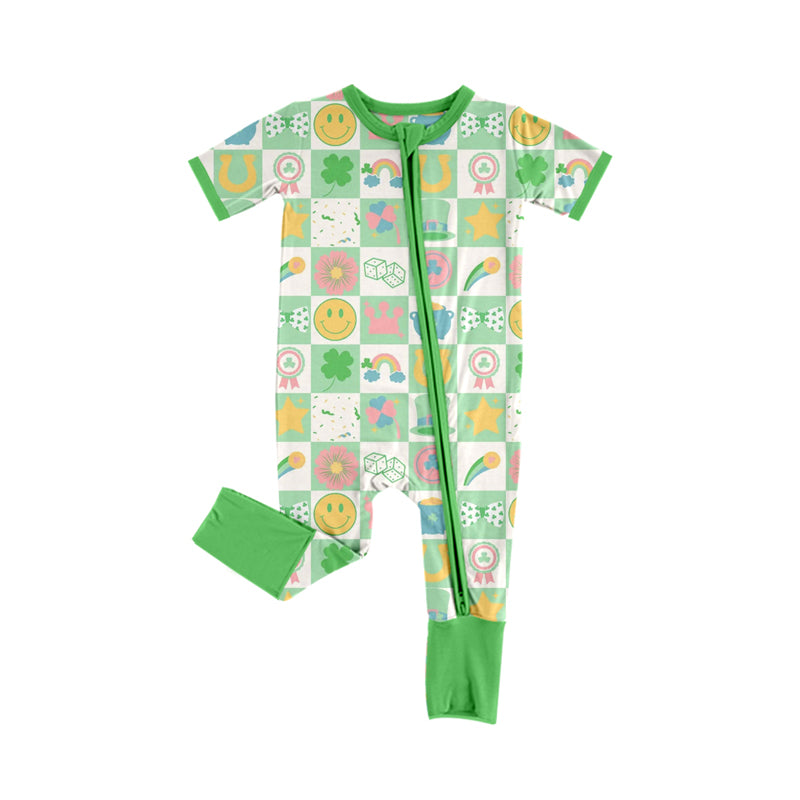 Infant Baby Kids St Patrick Day Green Zip Rompers preorder(moq 5)