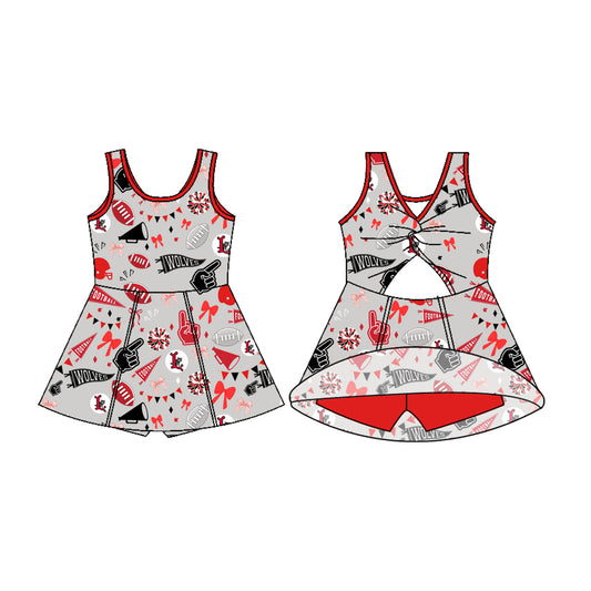 Preorder (moq 5)Baby Girls Sleeveless Grey Wolves Team Shorts Team Dresses