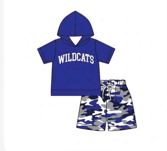 Preorder moq 5 Baby Boys Wildcats Hooded Shirt Top Shorts Outfits Clothes Sets