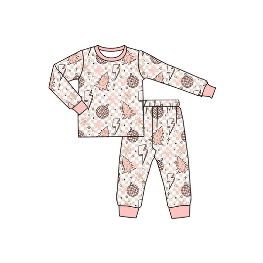 Preorder (moq 5)Baby Boys Long Sleeves Trees Lights Plaid Top Pants Pajamas Set