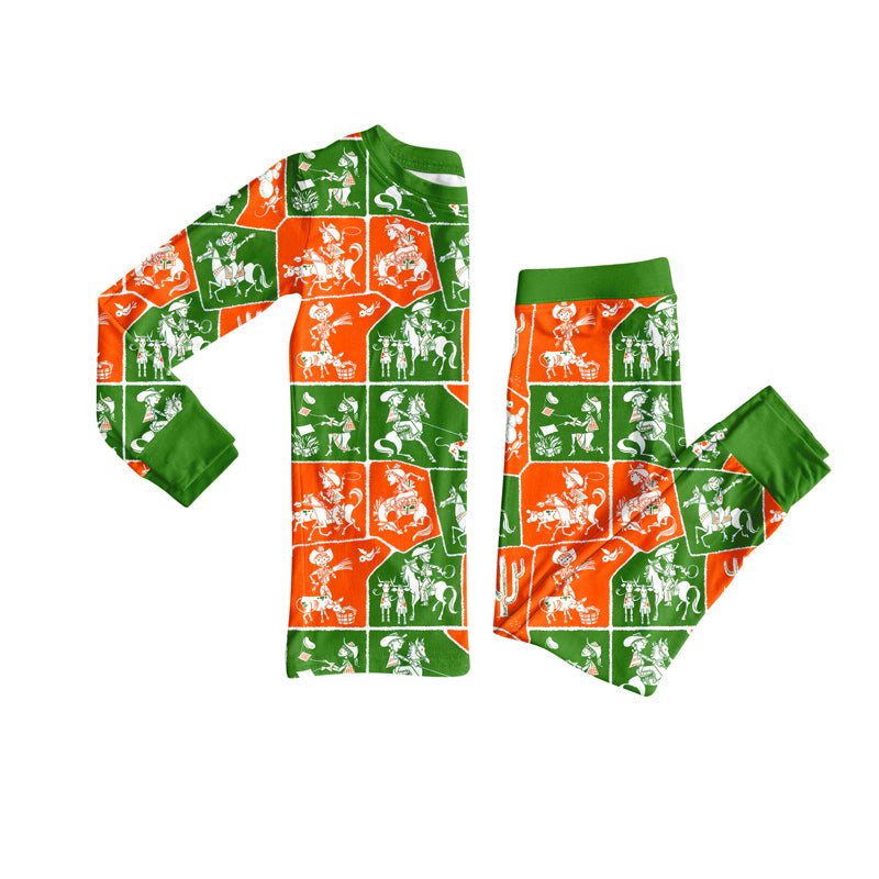 Preorder (moq 5)Baby Girls Cactus Horse Rodeos Top Pant Western Pajamas Set