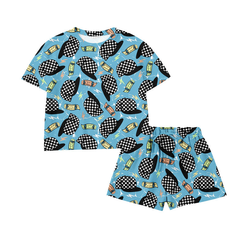 Preorder (moq 5)Baby Boys Short Sleeve Hat Lightnings Top Shorts Clothes Sets