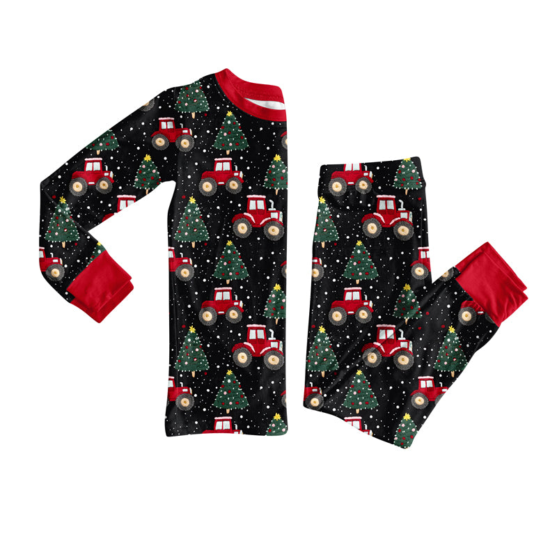 Preorder(moq 5) Baby Boys Christmas Tree Trucks Top Pants Lounge Wear Pajamas Sets